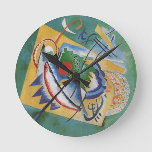 Kandinsky Red Oval Abstract Artwork Green Yellow Runde Wanduhr (Vorderseite)