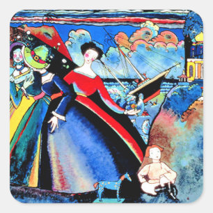 Kandinsky - Schiff Quadratischer Aufkleber