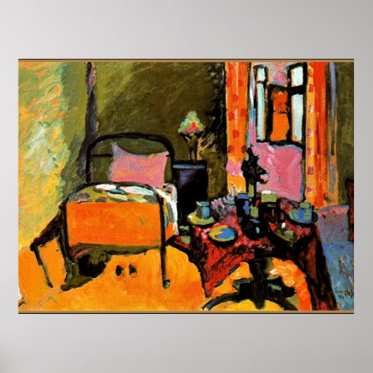 Kandinsky - Schlafzimmer in der Aintmillerstrasse Poster (Vorne)