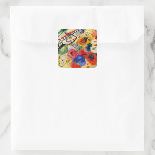 Kandinsky - Schwarze Linien Quadratischer Aufkleber (Tasche)