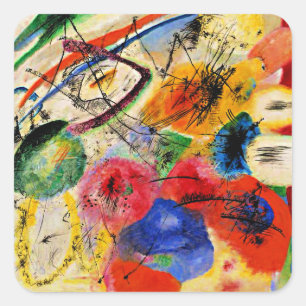Kandinsky - Schwarze Linien Quadratischer Aufkleber