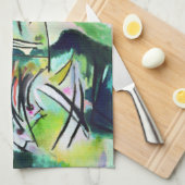 Kandinsky schwarzes Bogen-Geschirrtuch Küchentuch (Viertel Falte)