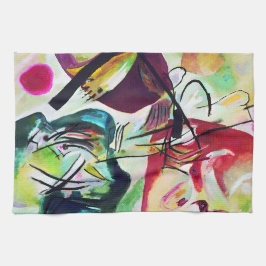 Kandinsky schwarzes Bogen-Geschirrtuch Küchentuch (Horizontal)