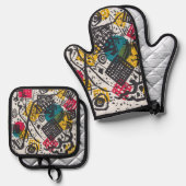 Kandinsky Small Worlds / Abstrakt Classic Ofenhandschuh & Topflappen-Set (Vorderseite/Rückseite)