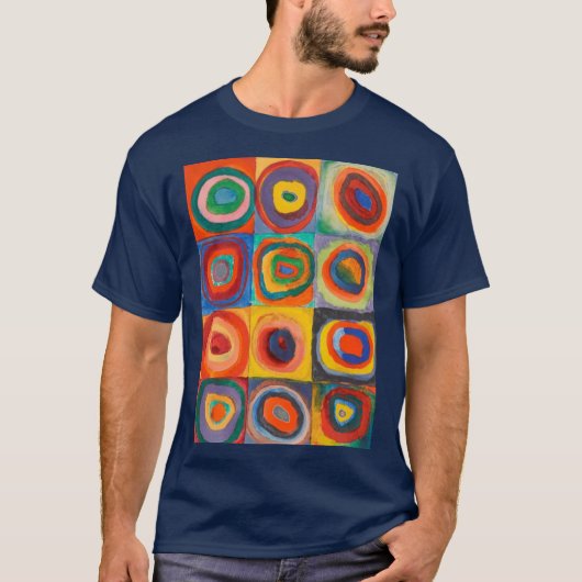 Kandinsky Squares Concentric Circles Blue T-Shirt (Vorderseite)