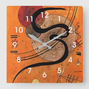 Kandinsky - Stimmungslinie, farbenfrohe abstrakte Quadratische Wanduhr