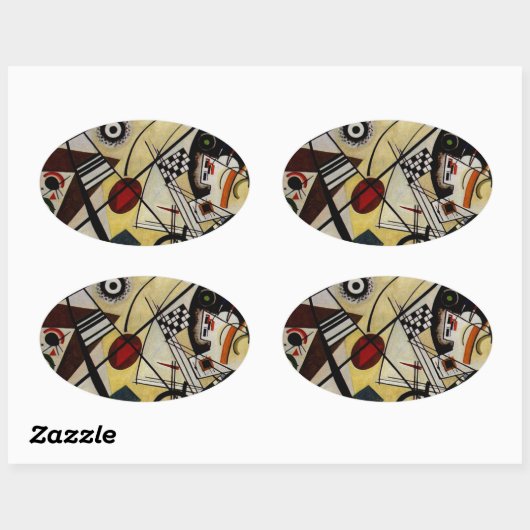 Kandinsky Transverse ungebrochene Linie Ovaler Aufkleber (Blatt)