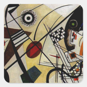 Kandinsky Transverse ungebrochene Linie Quadratischer Aufkleber