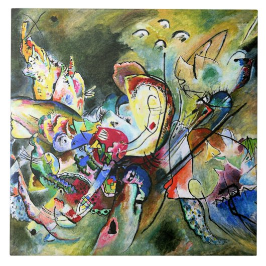 Kandinsky - unbehagliches, buntes Gemälde, Fliese (Vorderseite)