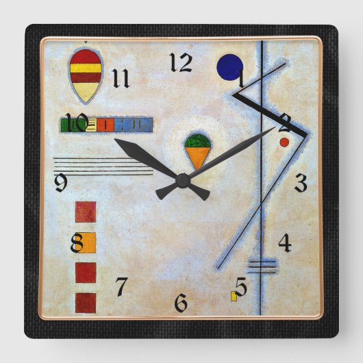 Kandinsky - Von-Zu, buntes abstraktes Kunstwerk Quadratische Wanduhr (Vorderseite)