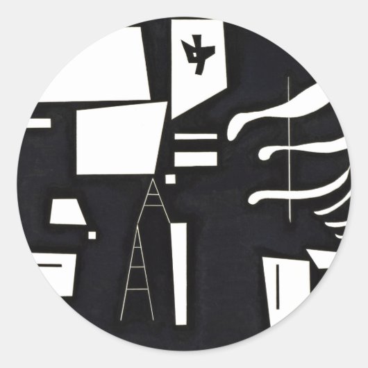 Kandinsky - weiß, weich, hart runder aufkleber (Vorderseite)