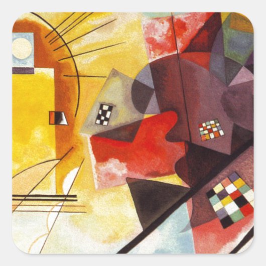 Kandinsky Yellow Red Blue Quadratischer Aufkleber (Vorderseite)