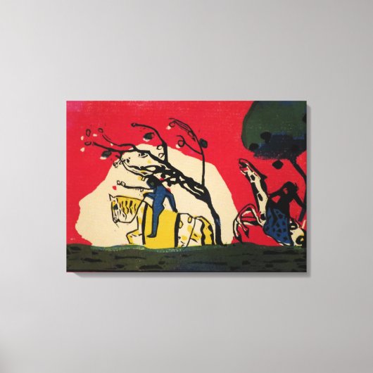 Kandinsky - Zwei Fahrer vor einem roten Hintergrun Leinwanddruck (Vorderseite)