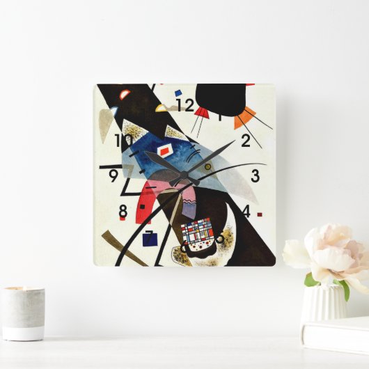 Kandinsky - Zwei schwarze Flecken Quadratische Wanduhr (Zuhause)