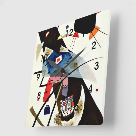 Kandinsky - Zwei schwarze Flecken Quadratische Wanduhr (Winkel)