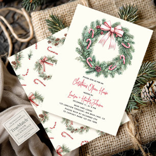 Kandiszuckerhut-Weihnachtskranz-Open-House-Party Einladung