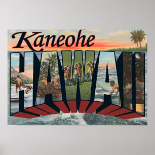 Kaneohe, Hawaii - große Buchstabe-Szenen Poster
