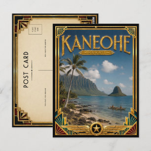 Kaneohe Hawaii Vintage Art Deco Goldenes Zeitalter Postkarte