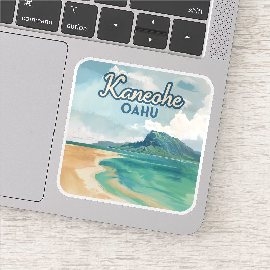 Kaneohe Sandbar Oahu Hawaii Retro Aufkleber (Detail)
