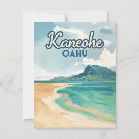 Kaneohe Sandbar Oahu Hawaii Retro Card (Vorderseite)