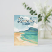 Kaneohe Sandbar Oahu Hawaii Retro Card (Stehend Vorderseite)