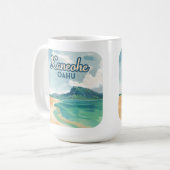 Kaneohe Sandbar Oahu Hawaii Retro Kaffeetasse (Vorderseite Links)