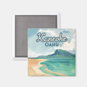 Kaneohe Sandbar Oahu Hawaii Retro Magnet (Vorderseite/Rückseite)