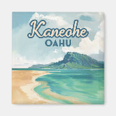 Kaneohe Sandbar Oahu Hawaii Retro Magnet (Vorne)