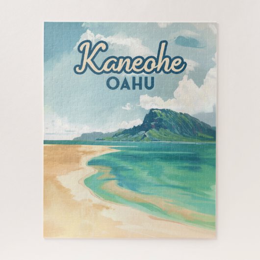 Kaneohe Sandbar Oahu Hawaii Retro Puzzle (Vertikal)