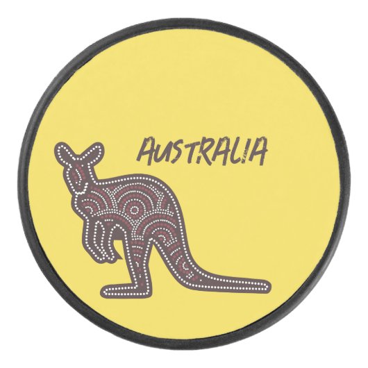 Kangaroo Aboriginal Mosaic Eishockey Puck (Vorderseite)