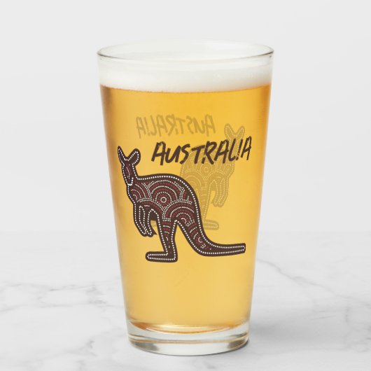 Kangaroo Aboriginal Mosaic Glas (Vorne (Gefüllt))