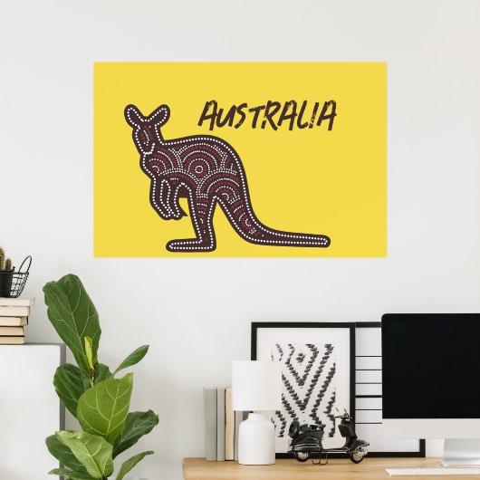 Kangaroo Aboriginal Mosaic Poster (Heimbüro)