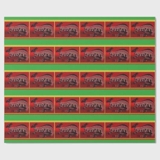Kangaroo Aborigo Weihnachtswrapping Paper Geschenkpapier (Flach)