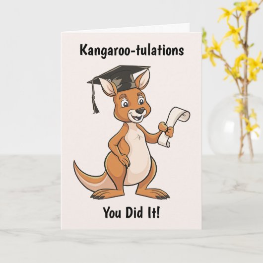 Kangaroo Abschluss Personalisiert Karte (Gelbe Blume)