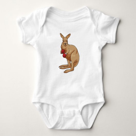 Kangaroo als Boxer mit Boxhandschuhen Baby Strampler (Vorderseite)