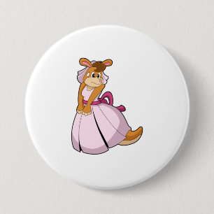 Kangaroo als Braut mit Hochzeitskleid Button