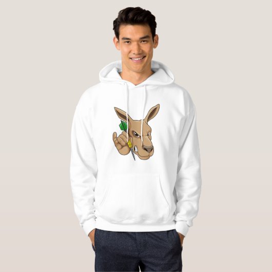 Kangaroo als Dart-Spieler mit Dart Hoodie (Vorne ganz)