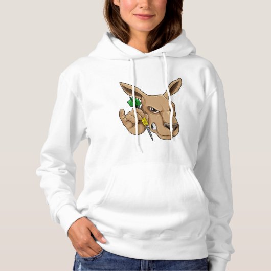 Kangaroo als Dart-Spieler mit Dart Hoodie (Vorderseite)