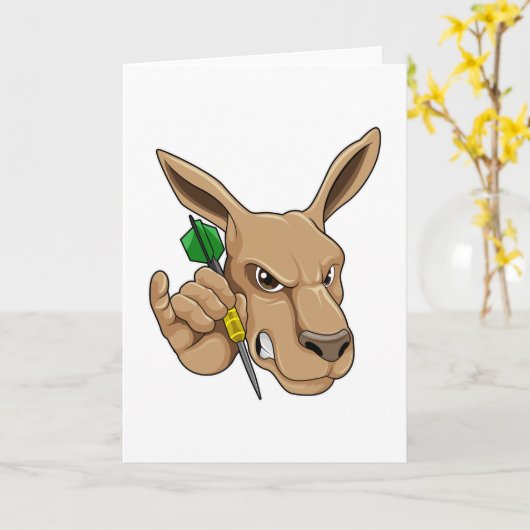 Kangaroo als Dart-Spieler mit Dart Karte (Gelbe Blume)