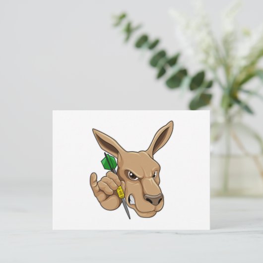 Kangaroo als Dart-Spieler mit Dart Postkarte (Stehend Vorderseite)