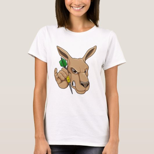 Kangaroo als Dart-Spieler mit Dart T-Shirt (Vorderseite)