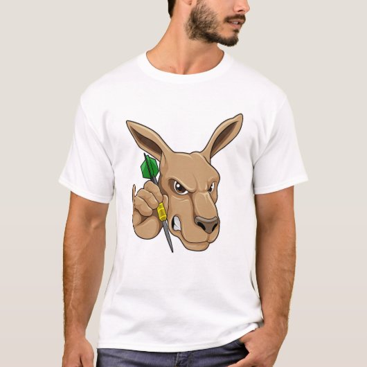 Kangaroo als Dart-Spieler mit Dart T-Shirt (Vorderseite)