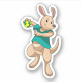 Kangaroo als Handballspieler mit Handball Aufkleber (Vorderseite)