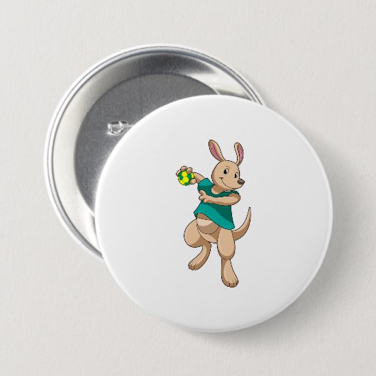 Kangaroo als Handballspieler mit Handball Button (Vorne & Hinten)