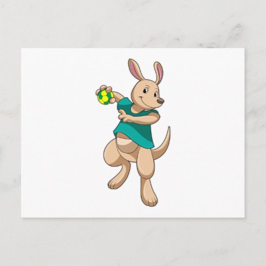 Kangaroo als Handballspieler mit Handball Postkarte (Vorderseite)