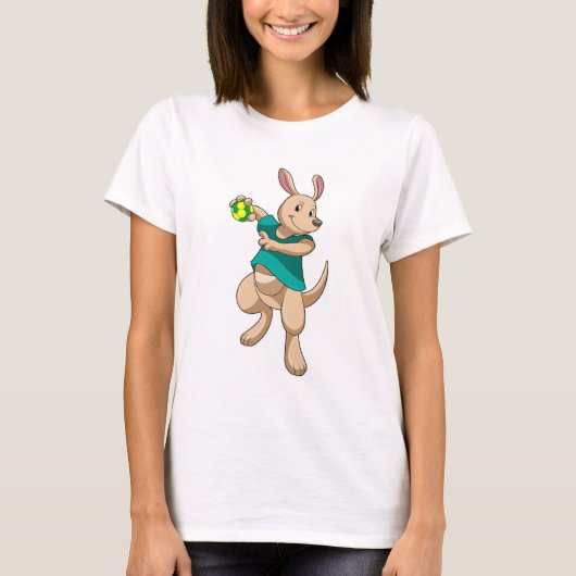 Kangaroo als Handballspieler mit Handball T-Shirt (Vorderseite)