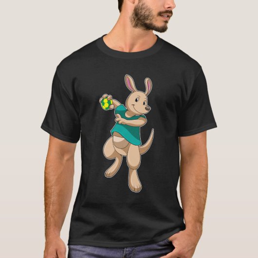 Kangaroo als Handballspieler mit Handball T-Shirt (Vorderseite)