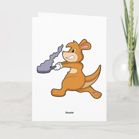 Kangaroo als Koch mit Pan Karte (Rückseite)