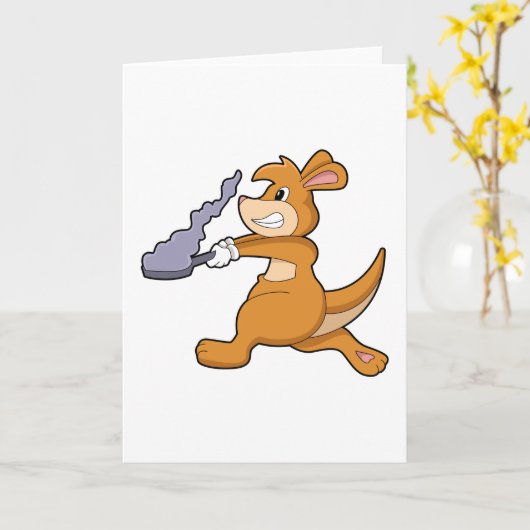Kangaroo als Koch mit Pan Karte (Gelbe Blume)