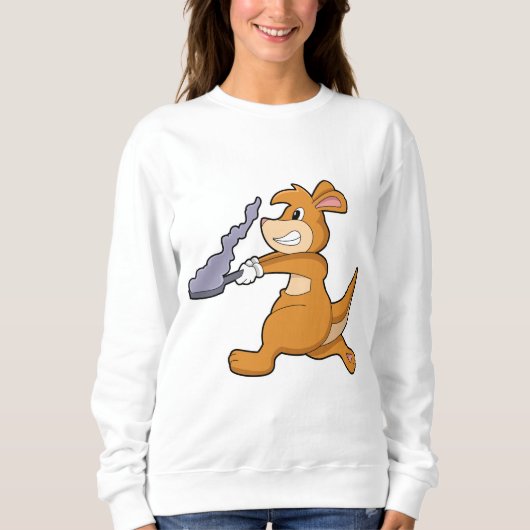 Kangaroo als Koch mit Pan Sweatshirt (Vorderseite)